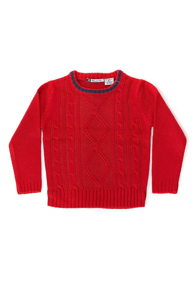 Kids Cable Knit Crewneck Sweaters